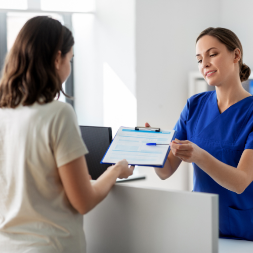 Nurse explaining to a woman What to Do if Your Emergency Contraception Fails